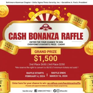 Add a little ✨️sparkle ✨️to your bank account with the Baltimore Alumnae Chapter's 💸Cash Bonanza Raffle! 💸

You may want to save it or add a little razzle dazzle gift for yourself. Hmph, YOU DESERVE! TOMORROW, enter your chance to get $1,500 richer🤑! The ticket to your fortune is just a click away – find the link in our bio OR https://linktr.ee/BaltimoreAlumnae. Who's ready to be our next big winner? 🌟💰?! 

#BAC1922 #BACCashBonanza #DeltaSigmaTheta #EasternRegionDST